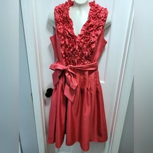 Size 6 Pink Party Cocktail Dress Ruffle Belted